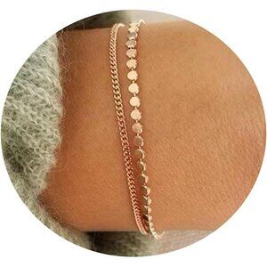 Dainty Gold Bracelets for Women Cute Mariner Link Bracelets Simple Gold
